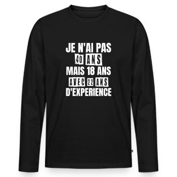 Cadeau d'anniversaire 40 ans - T-shirt manches longues Premium bio Homme - noir - Devant - Nico (187cm)