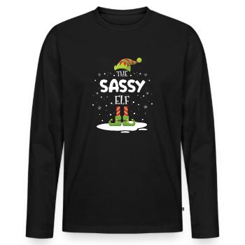 Christmas Family Matching The Sassy Elf Gift - Männer Premium Bio Langarmshirt - Schwarz - Vorne - Nico (187cm)