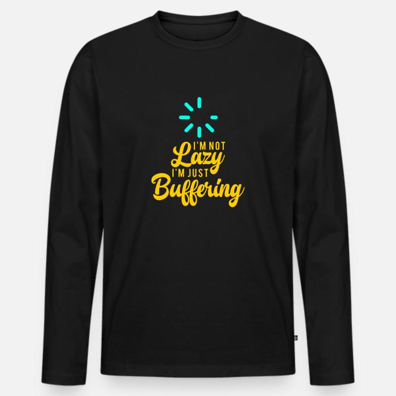Computer Buffering Geek Pun Bekleidung - Männer Premium Bio Langarmshirt - Schwarz