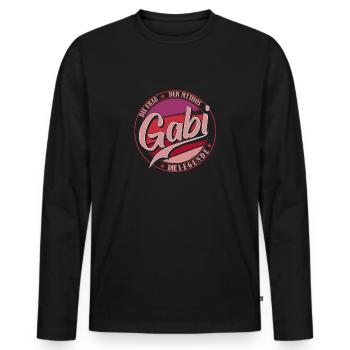 Vorname Die Frau der Mythos Die Legende Gabi - Männer Premium Bio Langarmshirt - Schwarz - Vorne - Nico (187cm)