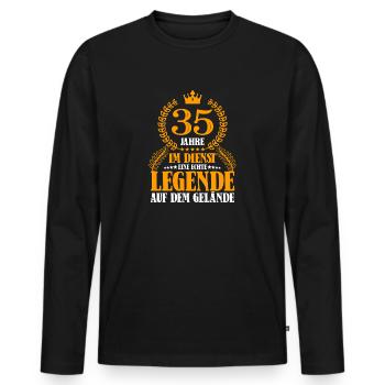 35 Jähriges Dienstjubiläum Firmenjubiläum Jubiläum - Männer Premium Bio Langarmshirt - Schwarz - Vorne - Nico (187cm)