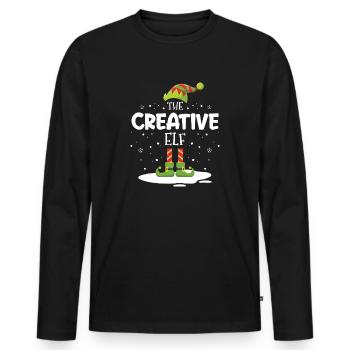 Christmas Family Matching The Creative Elf Costume - Männer Premium Bio Langarmshirt - Schwarz - Vorne - Nico (187cm)