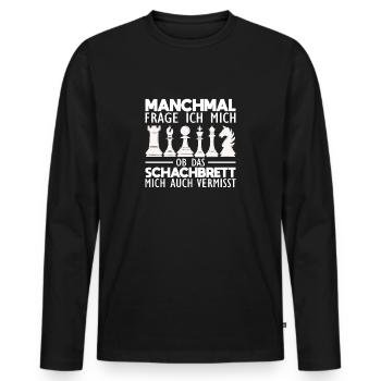 Schach Sprüche - Männer Premium Bio Langarmshirt - Schwarz - Vorne - Nico (187cm)