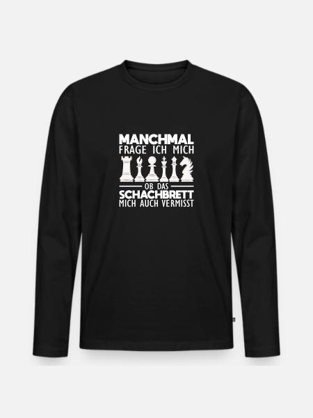 Schach Sprüche - Männer Premium Bio Langarmshirt - Schwarz