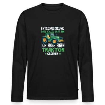 Entschuldigung ich Habe Traktor gesehen - Männer Premium Bio Langarmshirt - Schwarz - Vorne - Nico (187cm)