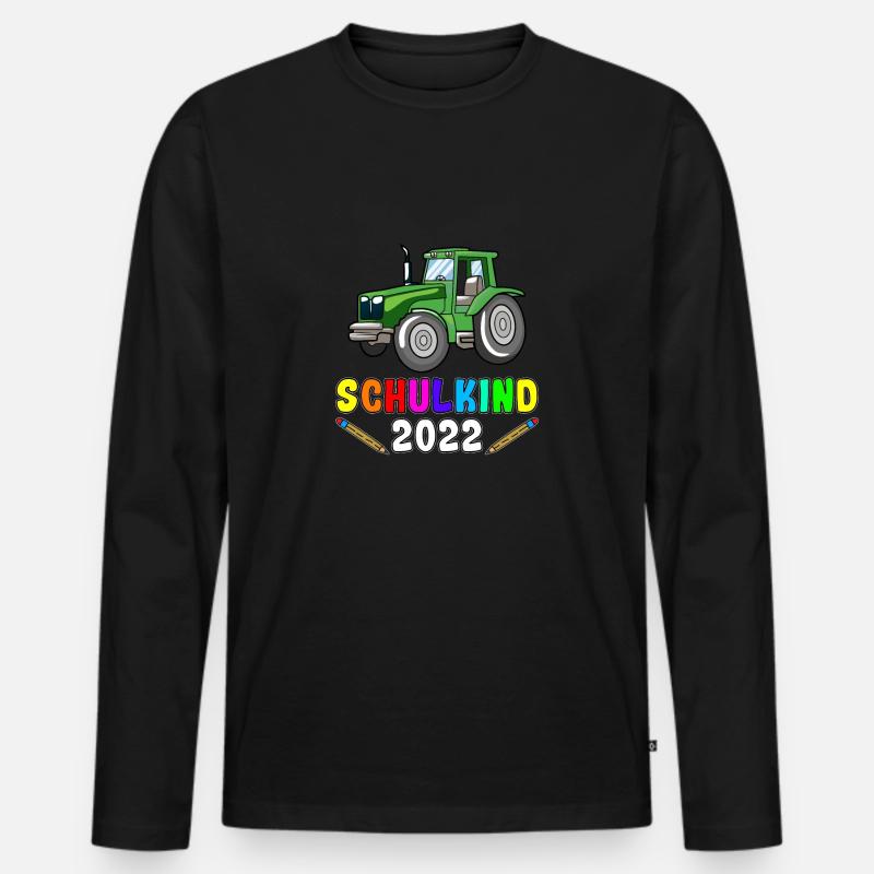 Schulkind 2022 | Traktor Schulkind - Männer Premium Bio Langarmshirt - Schwarz