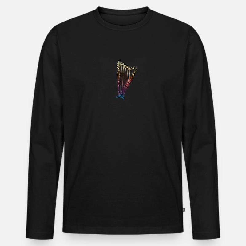 Harfe Musik - Männer Premium Bio Langarmshirt - Schwarz