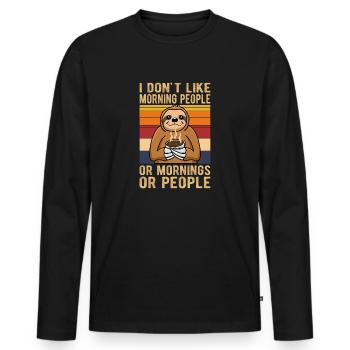 Je n’aime pas les gens. - T-shirt manches longues Premium bio Homme - noir - Devant - Nico (187cm)