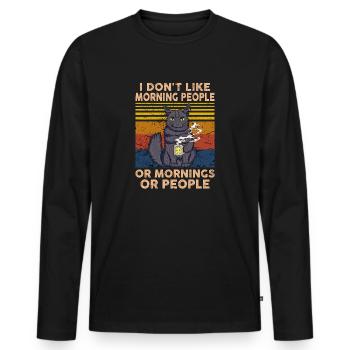 Je n’aime pas les gens. - T-shirt manches longues Premium bio Homme - noir - Devant - Nico (187cm)