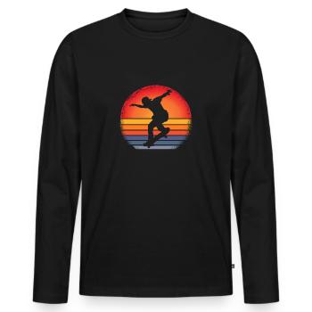 Skateboarding Skateboard Skateboarder Vintage - Men's Premium Organic Long Sleeve Shirt - black - Front - Nico (187cm)