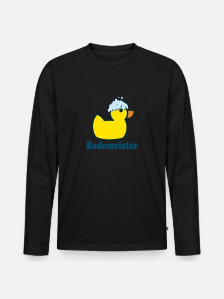 Bademeister Gummiente - Männer Premium Bio Langarmshirt - Schwarz