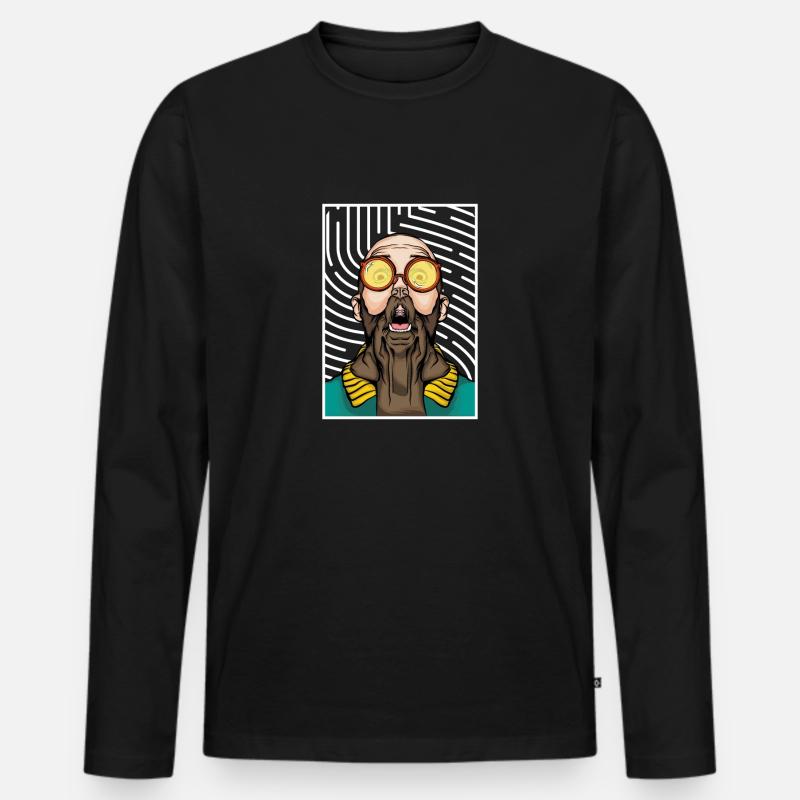 Labrador Hipster - Männer Premium Bio Langarmshirt - Schwarz