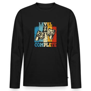 Kids Level 11 Complete Birthday Shirt Gamer - Men's Premium Organic Long Sleeve Shirt - black - Front - Nico (187cm)