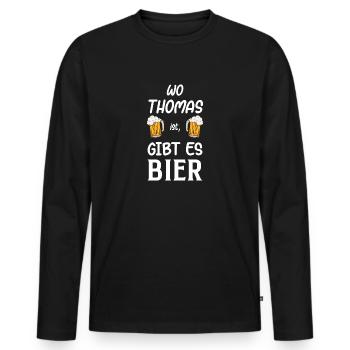 Thomas Bier Geschenk Geburtstag - Männer Premium Bio Langarmshirt - Schwarz - Vorne - Nico (187cm)