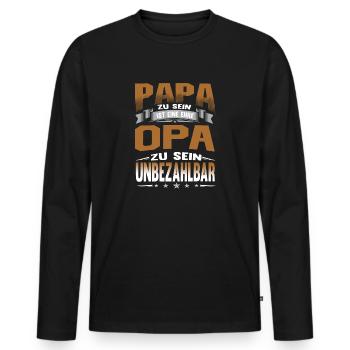 Papa zu sein ist eine Ehre Opa zu sein unbezahlbar - Männer Premium Bio Langarmshirt - Schwarz - Vorne - Nico (187cm)