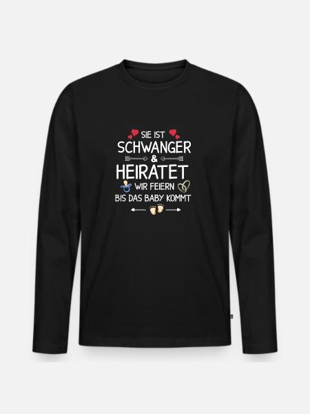 JGA Hochzeit Schwanger Junggesellinnenabschied - Männer Premium Bio Langarmshirt - Schwarz