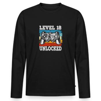 Herren Level 18 Unlocked Geburtstagsshirt Gamer - Männer Premium Bio Langarmshirt - Schwarz - Vorne - Nico (187cm)