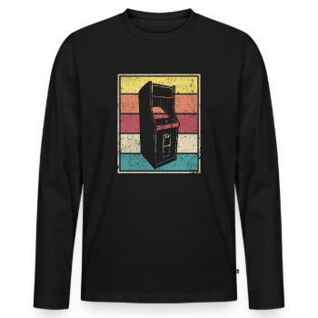 Máquina de arcade - T-shirt manches longues Premium bio Homme - noir - Devant - Nico (187cm)