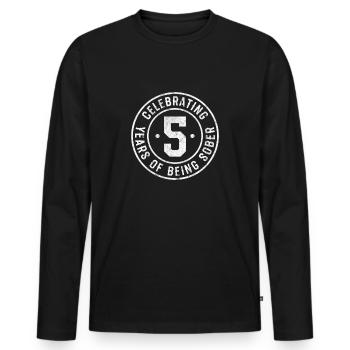 5 ans de sobriété sobre anniversaire - T-shirt manches longues Premium bio Homme - noir - Devant - Nico (187cm)