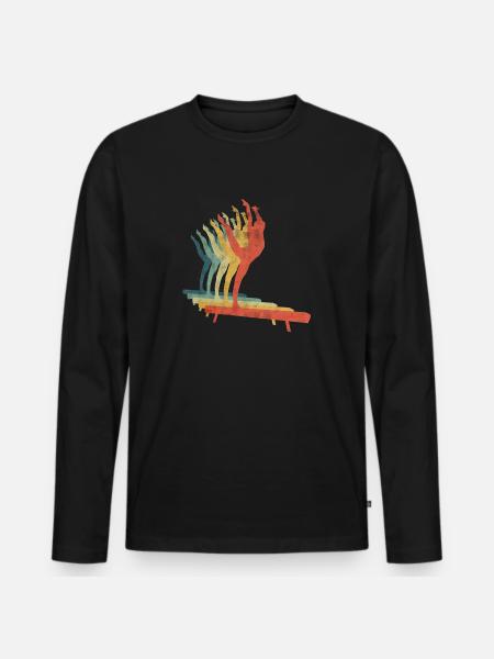 Gymnast-Mädchen auf Balance-Strahl-Retro - Männer Premium Bio Langarmshirt - Schwarz