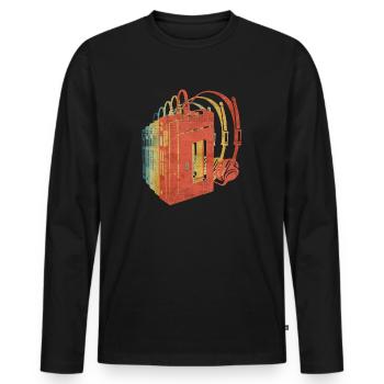 Walkman Retro Retro Vintage Farbe - Männer Premium Bio Langarmshirt - Schwarz - Vorne - Nico (187cm)
