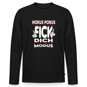 Hokus Pokus Fick dich Modus - Männer Premium Bio Langarmshirt - Schwarz - Vorne - Nico (187cm)