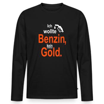 Tankrabatt Benzin Diesel Gold Benzinpreis - Männer Premium Bio Langarmshirt - Schwarz - Vorne - Nico (187cm)