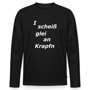 bayerisch lustig überrascht ungläubig - Männer Premium Bio Langarmshirt - Schwarz - Vorne - Nico (187cm)
