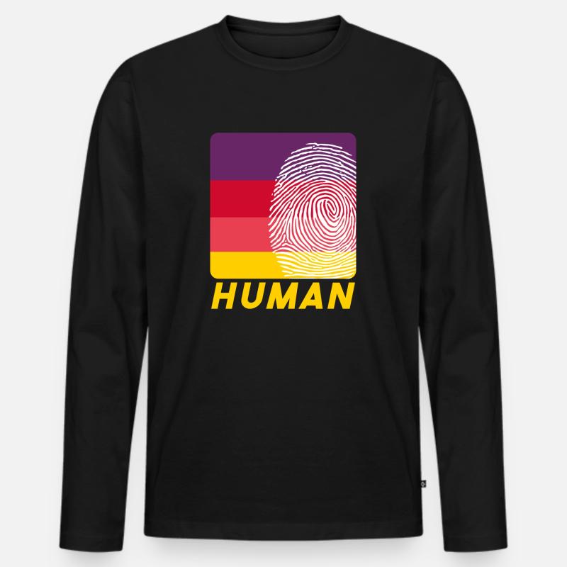 Human Fingerprints - Männer Premium Bio Langarmshirt - Schwarz