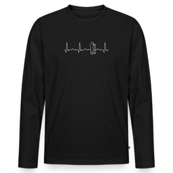 Carpintero. Corazón. Amor. Ekg. Legumbres. - T-shirt manches longues Premium bio Homme - noir - Devant - Nico (187cm)