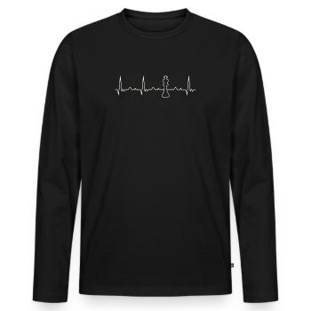 Piece de ajedrez rey. Corazón. Amor. Ekg. - T-shirt manches longues Premium bio Homme - noir - Devant - Nico (187cm)