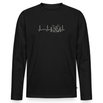 Un par de amigos bebiendo café. Corazón. Amor. - T-shirt manches longues Premium bio Homme - noir - Devant - Nico (187cm)