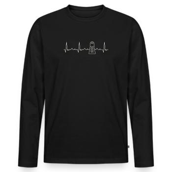 Reibe. Herz. Liebe. Ekg. Impuls. Schlagen. - Männer Premium Bio Langarmshirt - Schwarz - Vorne - Nico (187cm)