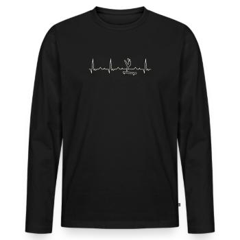 Gymnast Girl On Balance Beam. Heart. Love. EKG. - Men's Premium Organic Long Sleeve Shirt - black - Front - Nico (187cm)