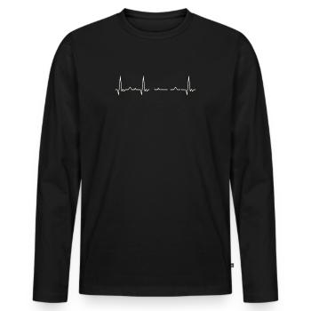 Bigotes de manillar. Corazón. Amor. Ekg. - T-shirt manches longues Premium bio Homme - noir - Devant - Nico (187cm)