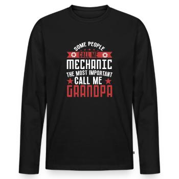 Some people call me mechanic grandpa car mechanic - T-shirt manches longues Premium bio Homme - noir - Devant - Nico (187cm)
