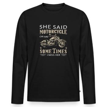 Passionné de motards motards - T-shirt manches longues Premium bio Homme - noir - Devant - Nico (187cm)