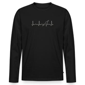 Patinaje de velocidad. Corazón. Amor. Ekg. - T-shirt manches longues Premium bio Homme - noir - Devant - Nico (187cm)