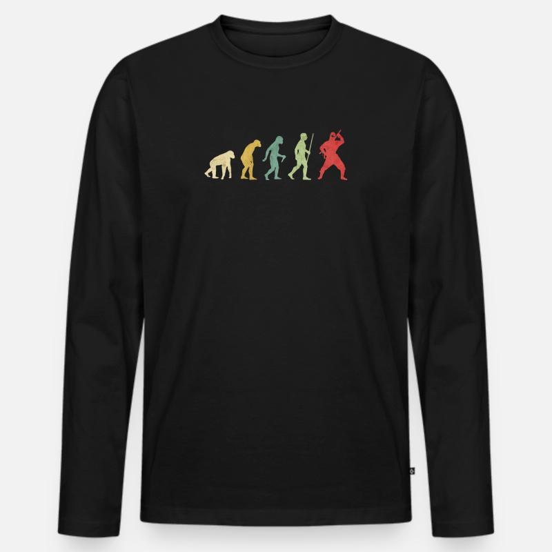 Ninja Pose Evolution - Men's Premium Organic Long Sleeve Shirt - black
