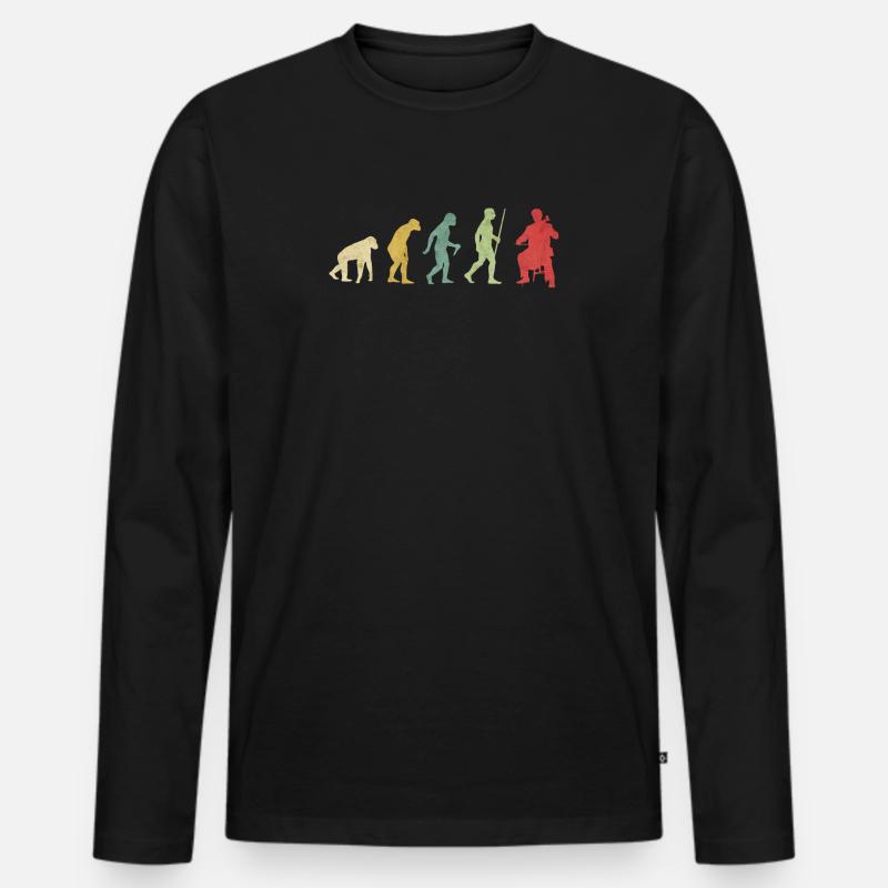 Cello Playing Man Evolution - Men's Premium Organic Long Sleeve Shirt - black