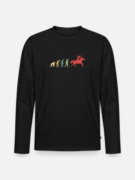 Archery Horse 'riding Evolution - Men's Premium Organic Long Sleeve Shirt - black