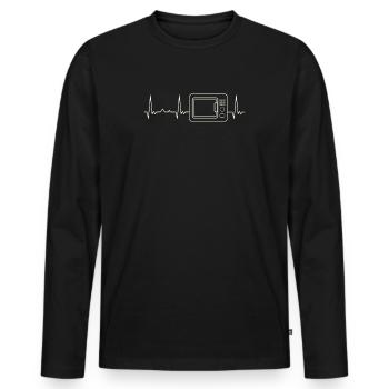 Microwave. Heart. Love. EKG. Pulse. Beat. - Men's Premium Organic Long Sleeve Shirt - black - Front - Nico (187cm)