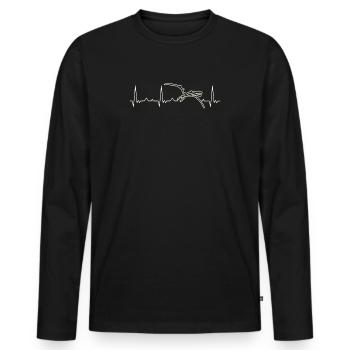 Esqueleto volador de dinosaurio. Corazón. Amor. - T-shirt manches longues Premium bio Homme - noir - Devant - Nico (187cm)