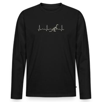 Esqueleto de dinosaurio. Corazón. Amor. Ekg. - T-shirt manches longues Premium bio Homme - noir - Devant - Nico (187cm)