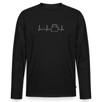 Té tetero. Corazón. Amor. Ekg. Legumbres. - T-shirt manches longues Premium bio Homme - noir - Devant - Nico (187cm)