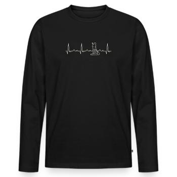 Chica de paddleboarding de pie. Corazón. Amor. - T-shirt manches longues Premium bio Homme - noir - Devant - Nico (187cm)
