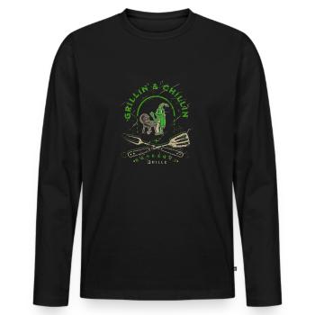 Lustiges Grille am Bratort Barbecue - Männer Premium Bio Langarmshirt - Schwarz - Vorne - Nico (187cm)