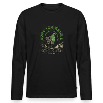 Lustiges Ruhe ich Grille Barbecue - Männer Premium Bio Langarmshirt - Schwarz - Vorne - Nico (187cm)