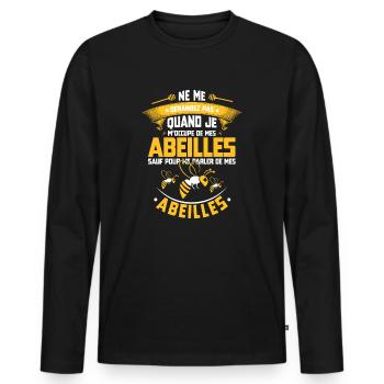 Cadeau Drôle Apiculteur Apiculture Abeille Miel - T-shirt manches longues Premium bio Homme - noir - Devant - Nico (187cm)