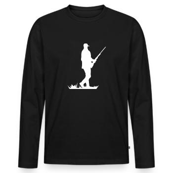 Waidmann Hunter Silhouette - T-shirt manches longues Premium bio Homme - noir - Devant - Nico (187cm)